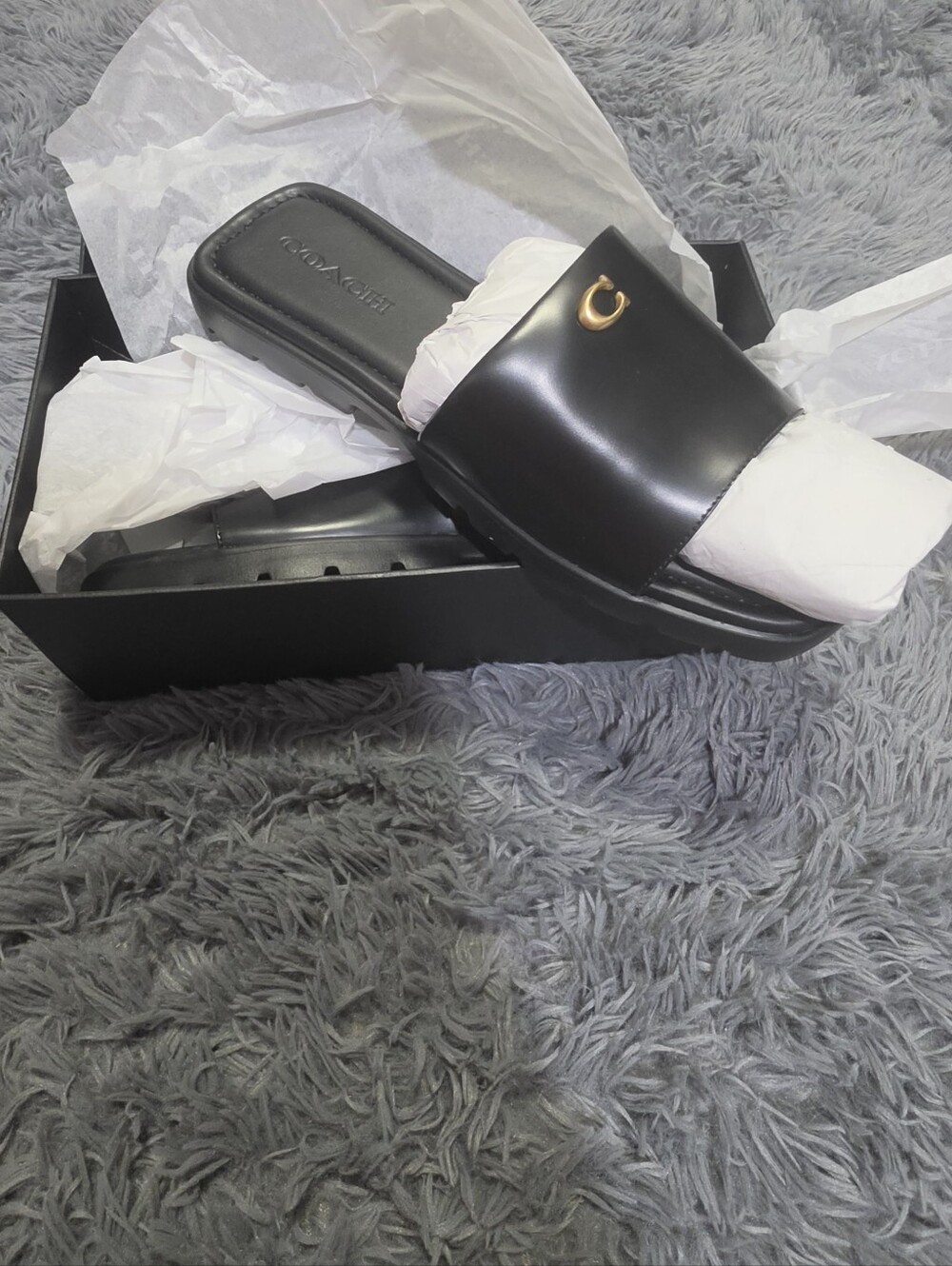 Coach Florence Black Slide Sandals